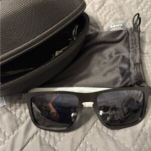 Black Imitation OAKLY Sunglasses with Case, pouch, cleaning cloth.